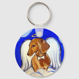 Red Dachshund Angel Key Ring