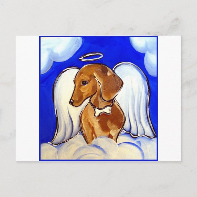 Red Dachshund Angel Postcard (Front)