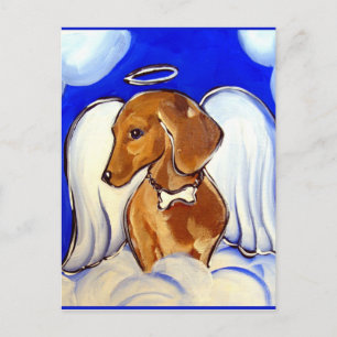 Red Dachshund Angel Postcard