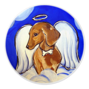 Red Dachshund Ceramic Knob