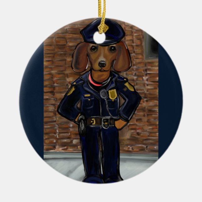 Red Dachshund Ceramic Tree Decoration (Front)
