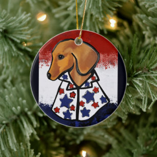 Red Dachshund     Ceramic Tree Decoration