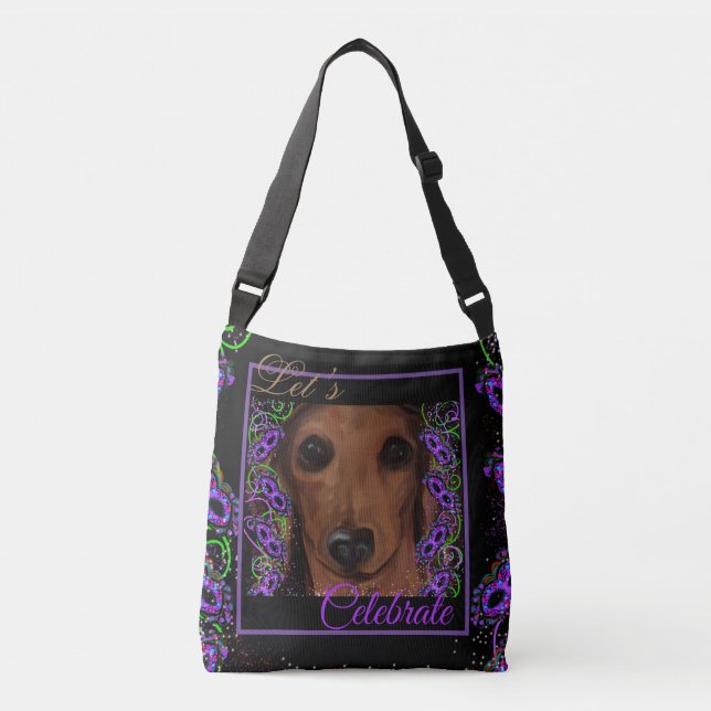 Red Dachshund    Crossbody Bag (Front)