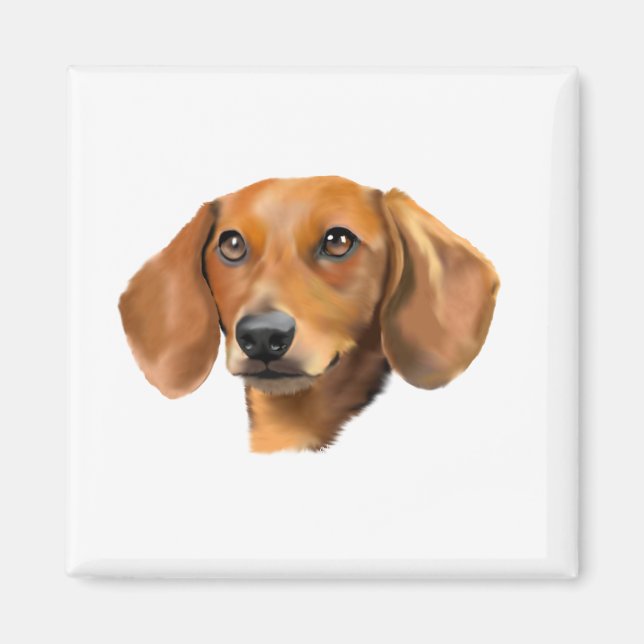 Red Dachshund Dog Magnet (Front)