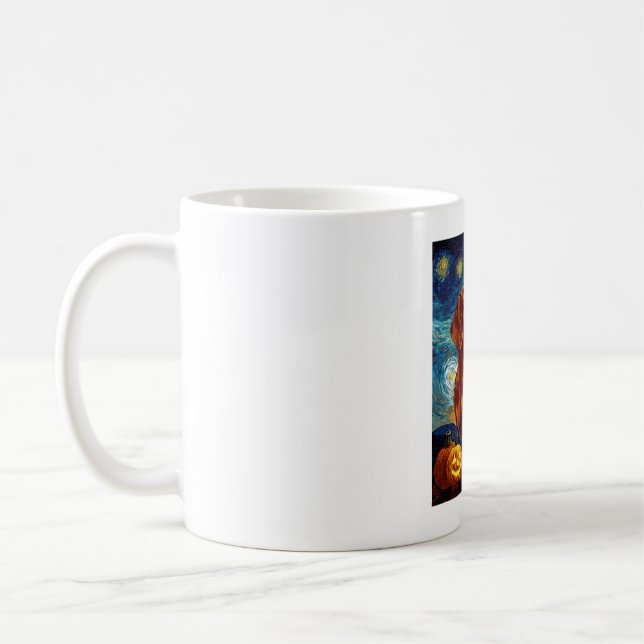 Red Dachshund of van gogh starry night halloween F Coffee Mug (Left)