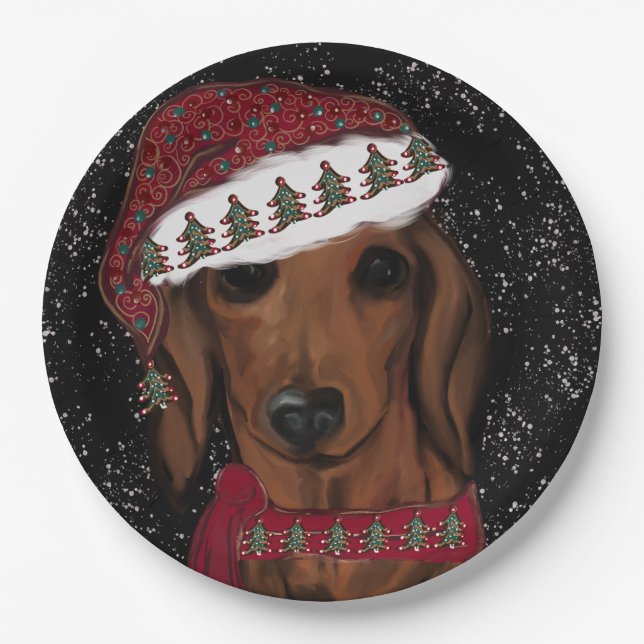 Red Dachshund  Paper Plate (Front)