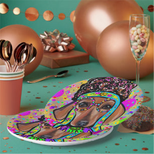 RED DACHSHUND             PAPER PLATE