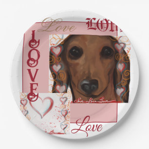 Red Dachshund      Paper Plate