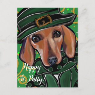RED DACHSHUND POSTCARD