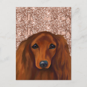 RED DACHSHUND POSTCARD