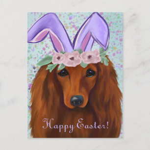 RED DACHSHUND            POSTCARD