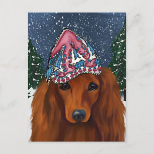 RED DACHSHUND POSTCARD
