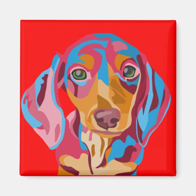 Red Dachshund Refrigerator Magnet (Front)