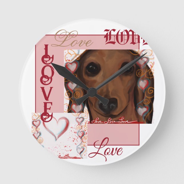Red Dachshund        Round Clock (Front)