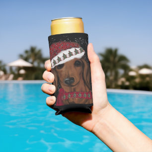 Red Dachshund Seltzer Can Cooler