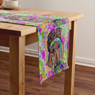 RED DACHSHUND SHORT TABLE RUNNER
