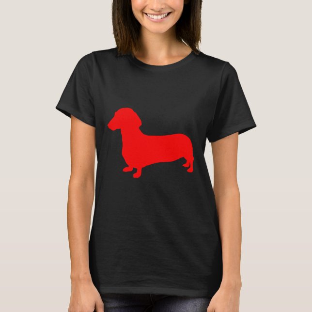Red Dachshund Silhouette T-Shirt (Front)