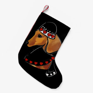 Red Dachshund  Small Christmas Stocking