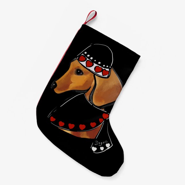 Red Dachshund  Small Christmas Stocking (Front (Hanging))