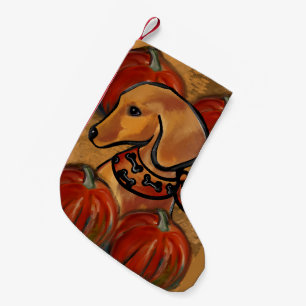 Red dachshund small christmas stocking