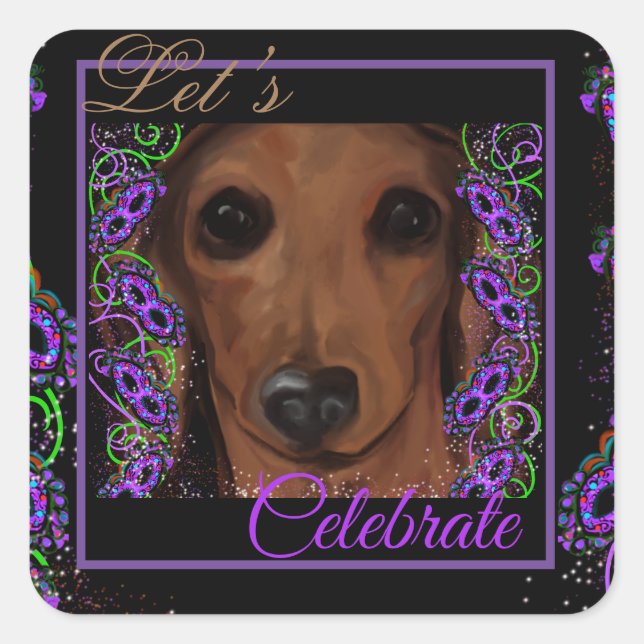 Red Dachshund       Square Sticker (Front)