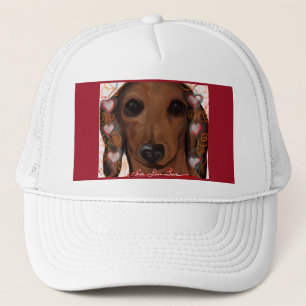 RED DACHSHUND TRUCKER HAT