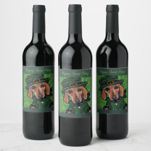 RED DACHSHUND      WINE LABEL