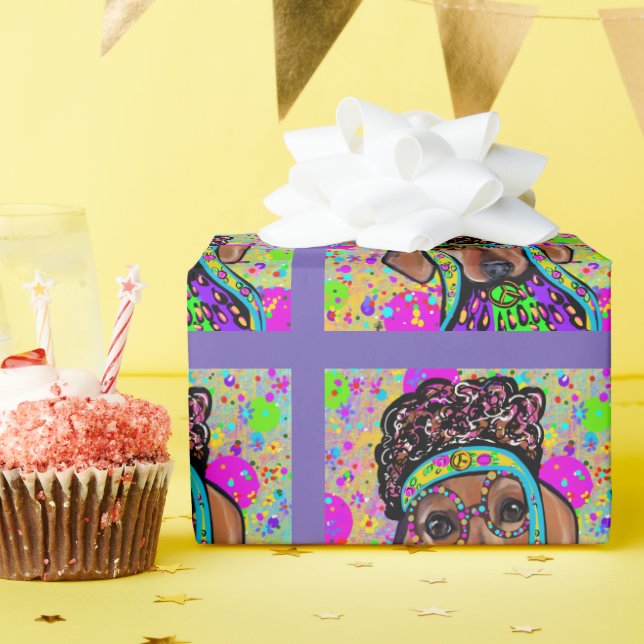 RED DACHSHUND         WRAPPING PAPER (Birthday Party)