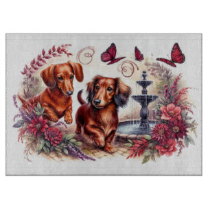 Red Dachshunds in the Garden Cutting Board: Board