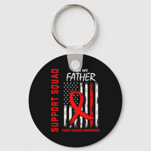 Red Dad Father Heart Disease Awareness Flag Graphi Key Ring