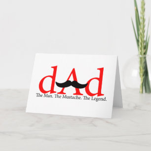 Red Dad Moustache Card