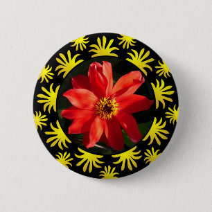 Red Dahlia (Bishop of Llandaff) - Bling 6 Cm Round Badge