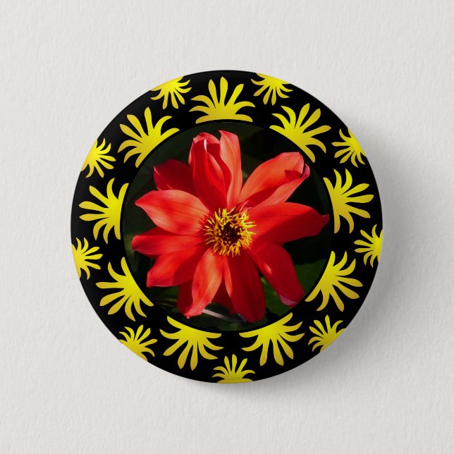 Red Dahlia (Bishop of Llandaff) - Bling 6 Cm Round Badge (Front)
