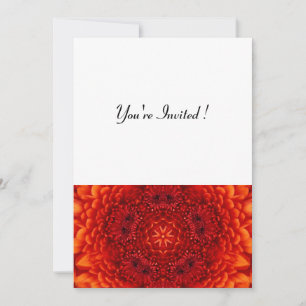 RED DAHLIA,  bright  black white Invitation