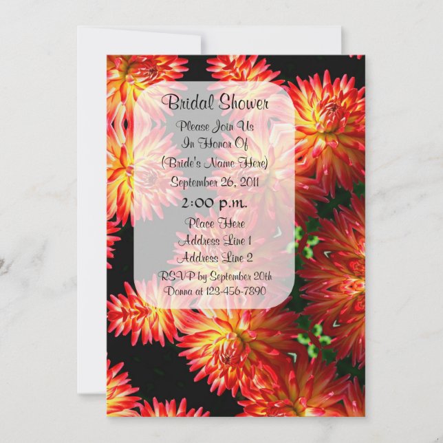 Red Dahlia Floral Art Bridal Shower  Invitation (Front)