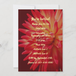 Red Dahlia Floral Elegant Party Invitation