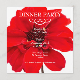 Red Dahlia Floral Party Invitation