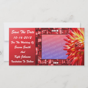 Red Dahlia Floral Wedding Save The Date Photo