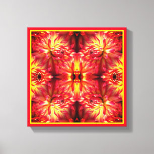 Red Dahlia Flower Abstract Nature  Canvas Print