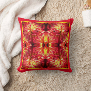 Red Dahlia Flower Abstract Nature Cushion