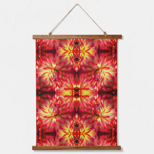 Red Dahlia Flower Abstract Nature Pattern Hanging Tapestry
