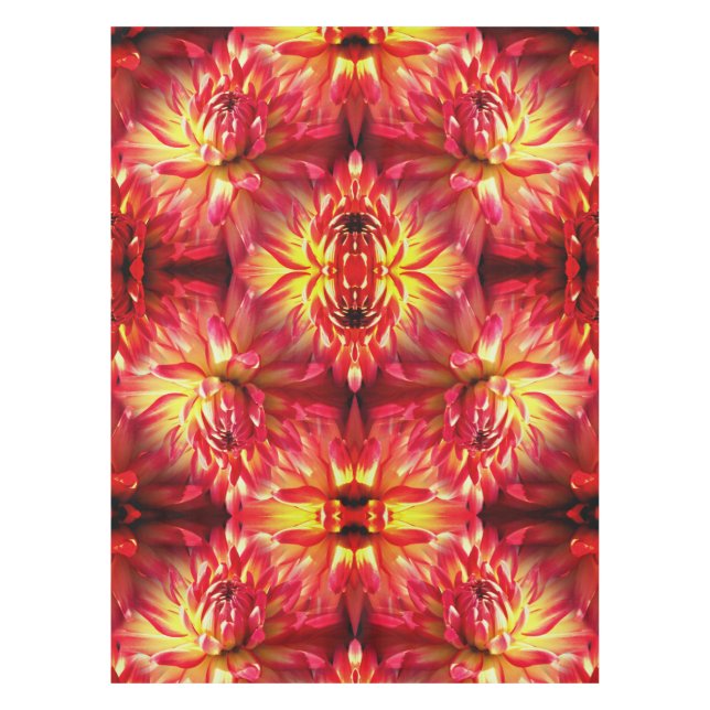 Red Dahlia Flower Abstract Nature Pattern    Tablecloth (Front)