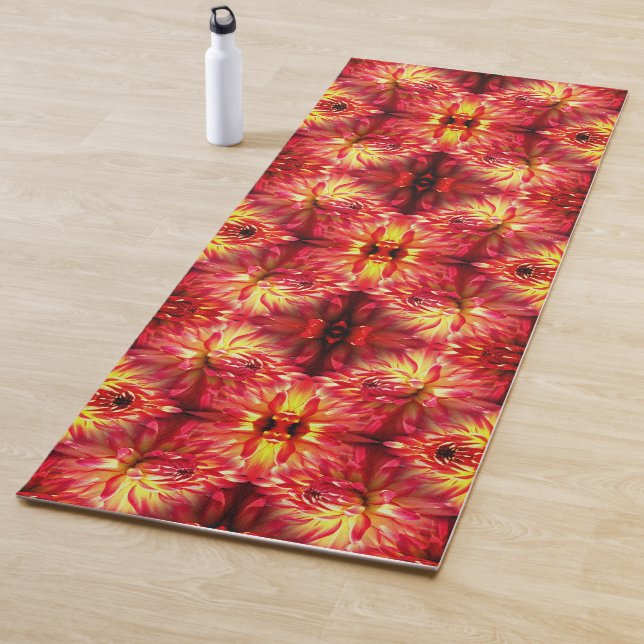 Red Dahlia Flower Abstract Nature  Yoga Mat (In Situ)