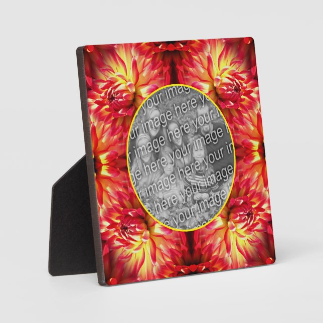Red Dahlia Flower Create Your Own Photo Plaque (Front)