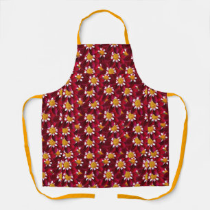 Red Dahlia Flower Floral Gardener  Apron