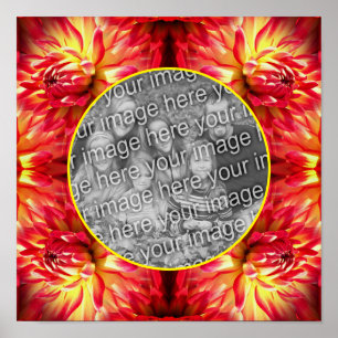 Red Dahlia Flower Frame Create Your Own Photo Poster