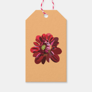 Red Dahlia Flower Gift Tags
