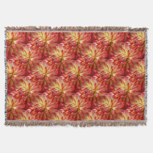 Red Dahlia Flower Nature Art Pattern Throw Blanket (Front)