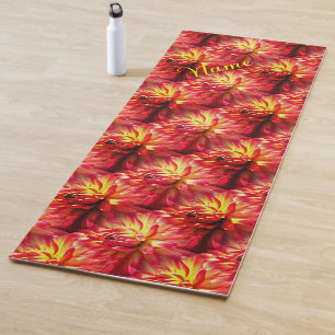 Red Dahlia Flower Nature Personalised Yoga Mat