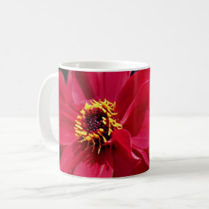 Red Dahlia Flower Personalised Coffee Mug